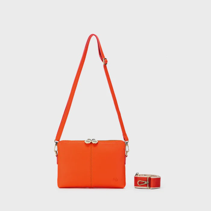 Kiara Orange X/Body Clutch Black Caviar